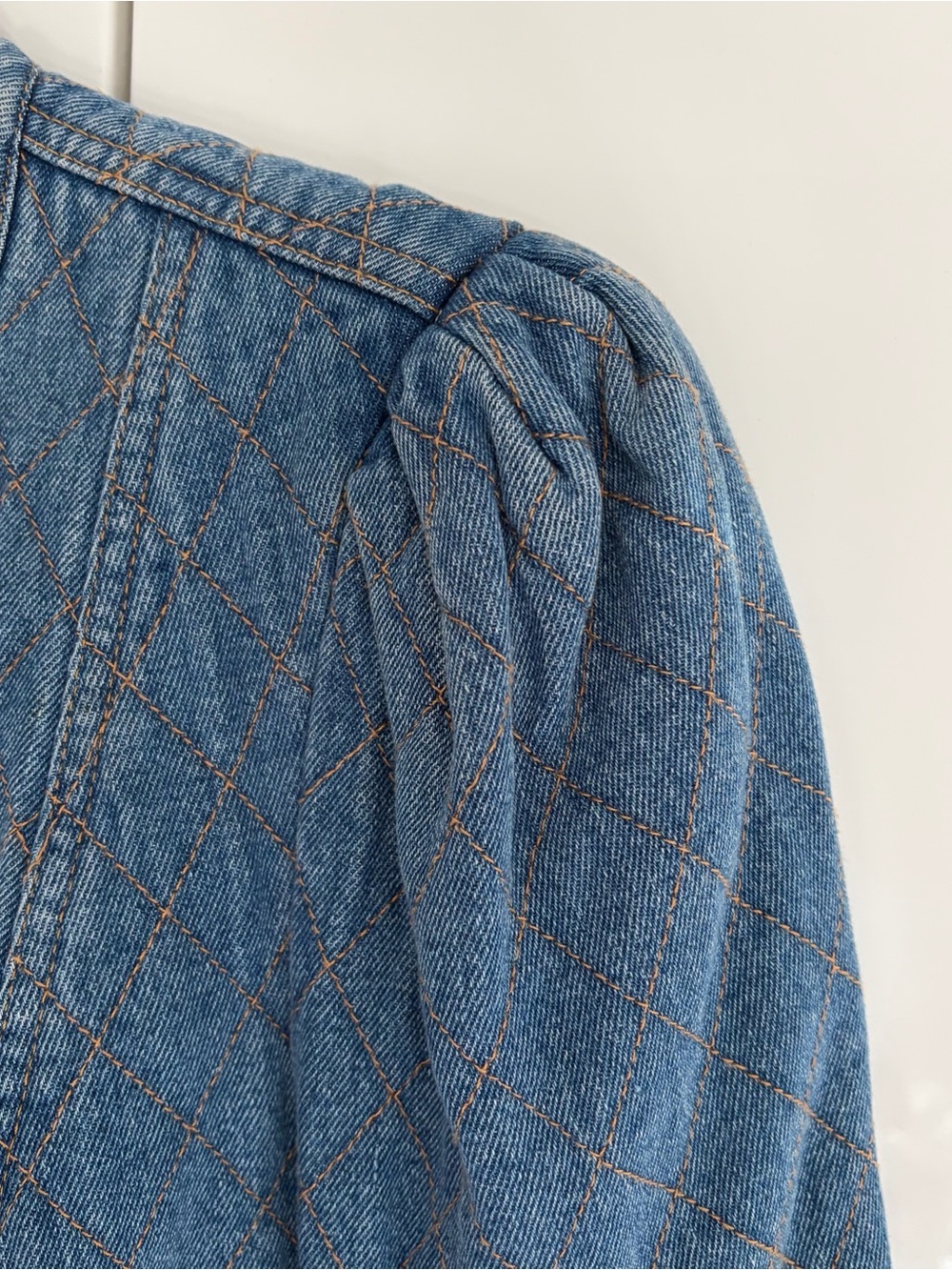 Veronica Beard Quilted Denim Jacket with Puff Shoulders - Picture 5 of 8